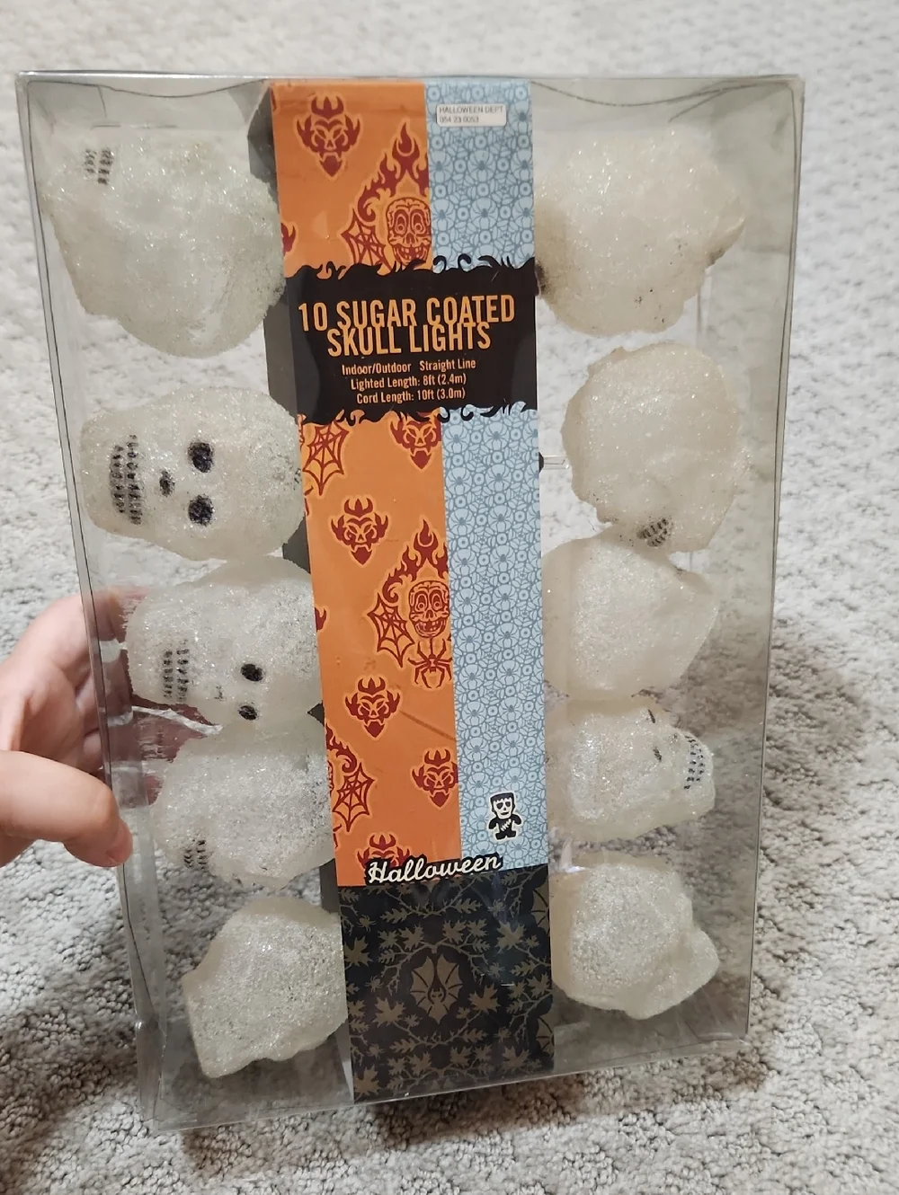 Vintage Halloween Sugar Coated White Skull String Lights